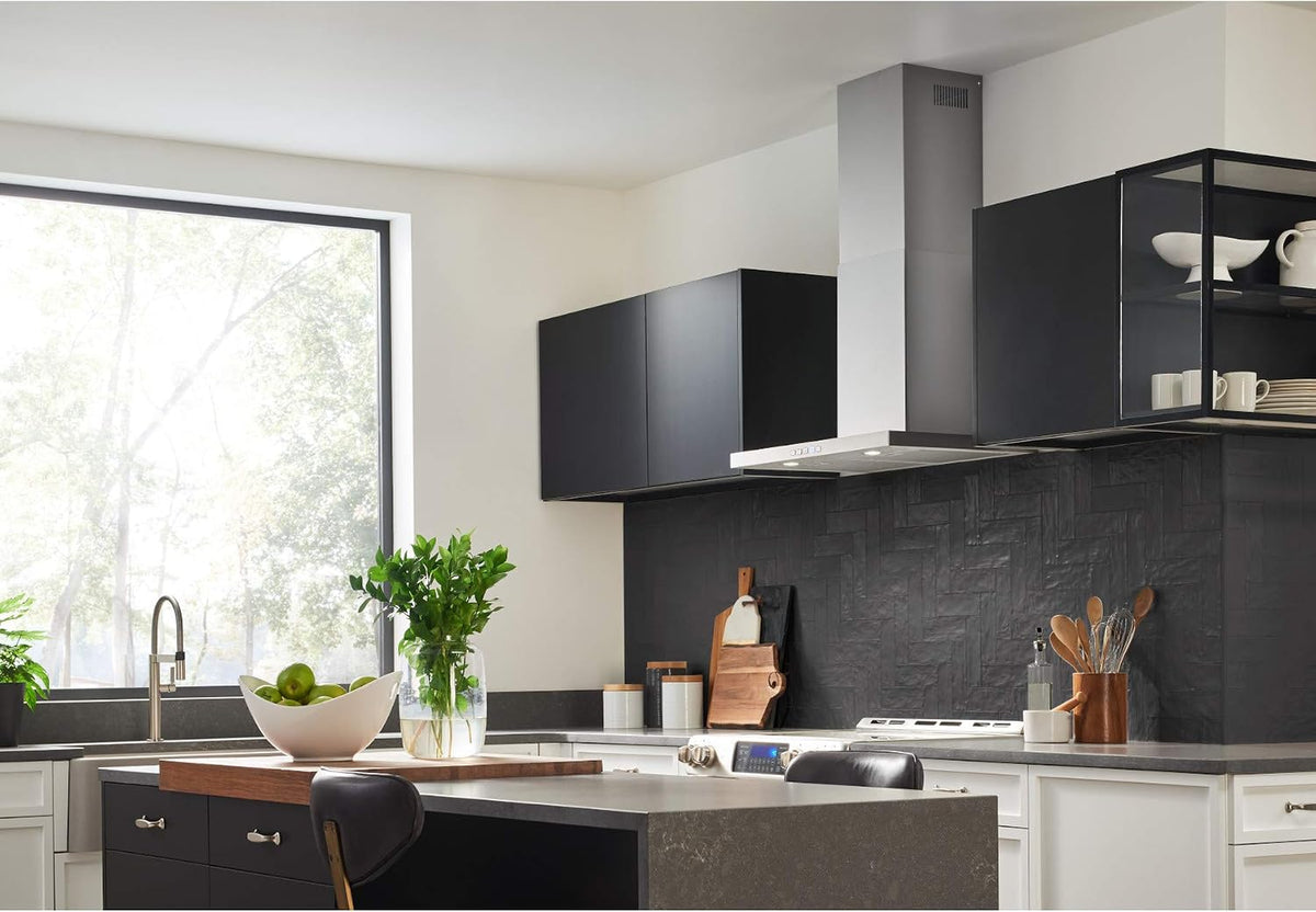BWT1304SS T-Style Range LED Lighting Convertible Wall-Mount Kitchen Chimney Vent Hood, 30-Inch, Stainless Steel