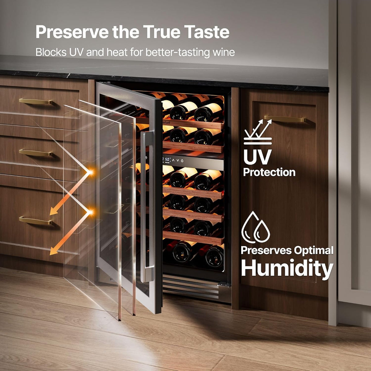 24 Inch Wine Fridge - 52 Bottle Wine Cooler Refrigerator