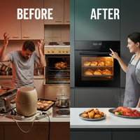 24 In. Single Wall Electric Oven with Convection, Touch Control in Stainless Steel — Before & After