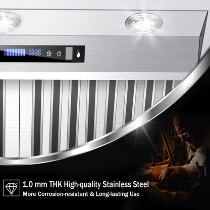 Range Hood Insert 42 Inch, 900 CFM Insert Range Hood, Touch Control Range Hood Insert, Remote & Gesture Sensing Vent Hood Insert, 4-Speed Hood Range Insert, Stainless Steel Range Hood, AE88-42