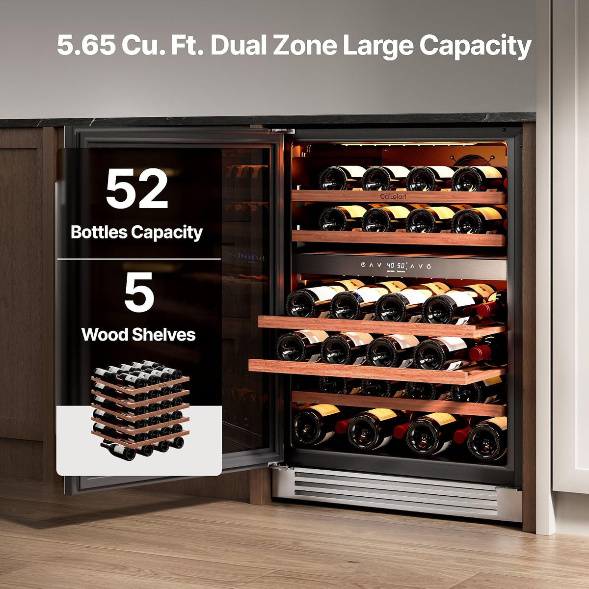 24 Inch Wine Fridge - 52 Bottle Wine Cooler Refrigerator