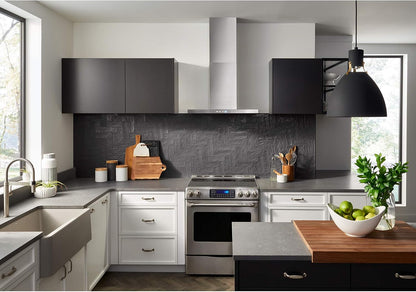 BWT1304SS T-Style Range LED Lighting Convertible Wall-Mount Kitchen Chimney Vent Hood, 30-Inch, Stainless Steel