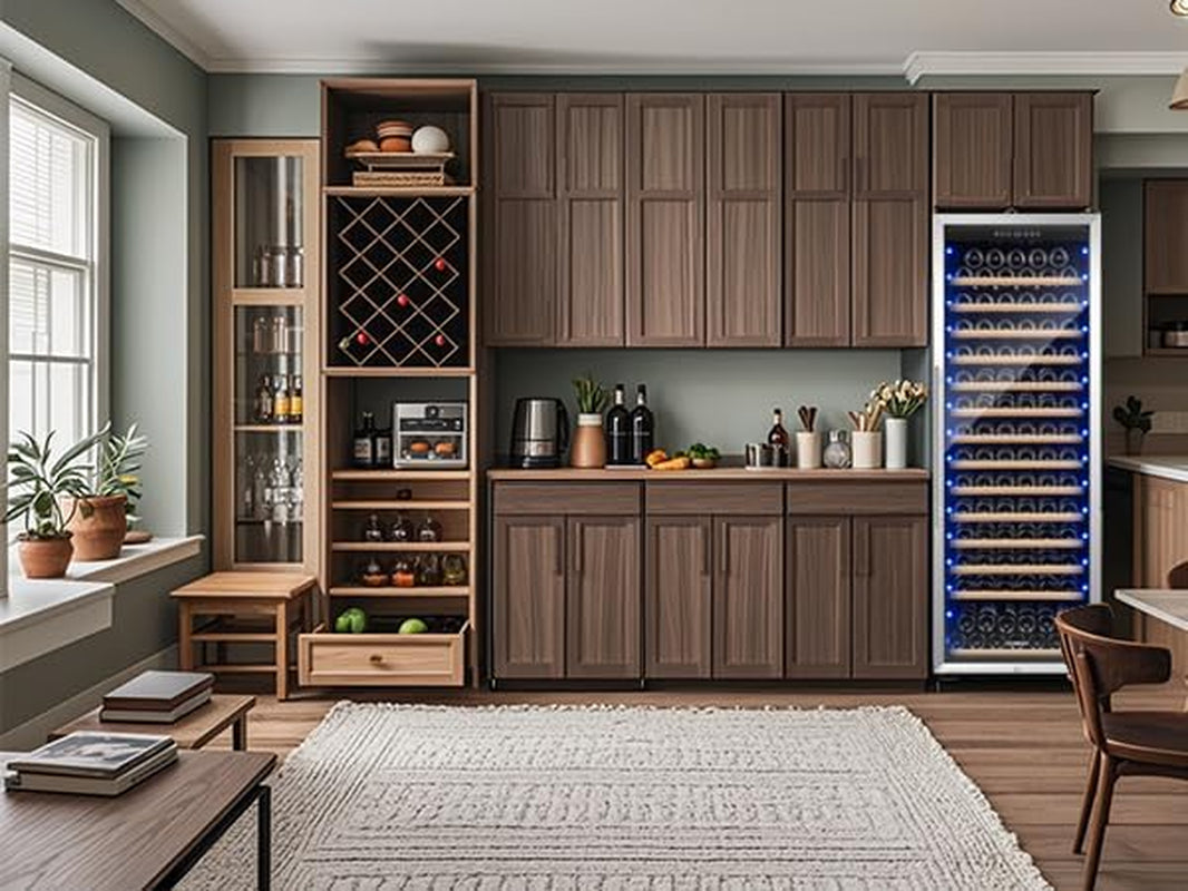 24 Inch Wine Cooler, 154 Bottle Large Refrigerator, Tall Freestanding Wine Fridge with Intelligent Temperature Memory & Humidity Control, Upgraded Quiet Compressor for Bedroom, Bar and Kitchen