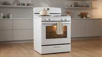 White Freestanding Gas Range with 5.1 Cu. Ft. & Bake Assist Temps — Lifestyle