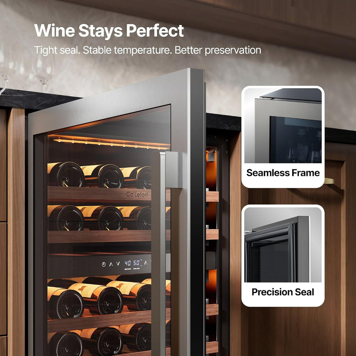 24 Inch Wine Fridge - 52 Bottle Wine Cooler Refrigerator