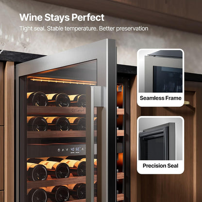 24 Inch Wine Fridge - 52 Bottle Wine Cooler Refrigerator