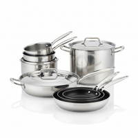 Stainless Steel Cookware Set Designed for Professional Results, Tri-Ply Construction, Aluminum Core, 11 Pieces