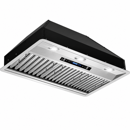 42-Inch Stainless Steel Range Hood Insert with 900 CFM, Gesture Control, Remote Control, and LED Lights