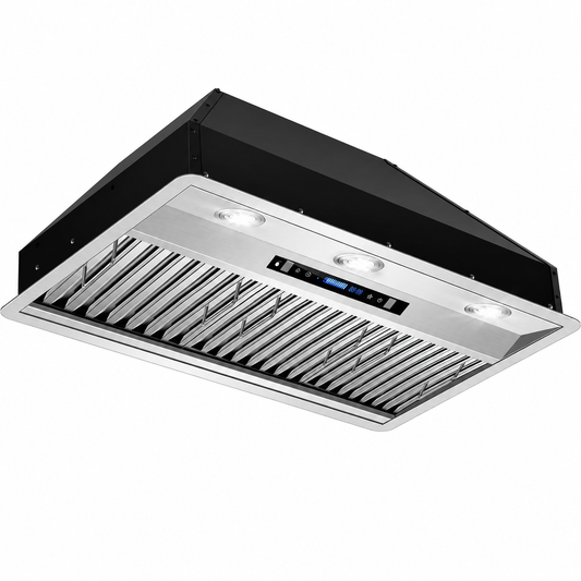 42-Inch Stainless Steel Range Hood Insert with 900 CFM, Gesture Control, Remote Control, and LED Lights